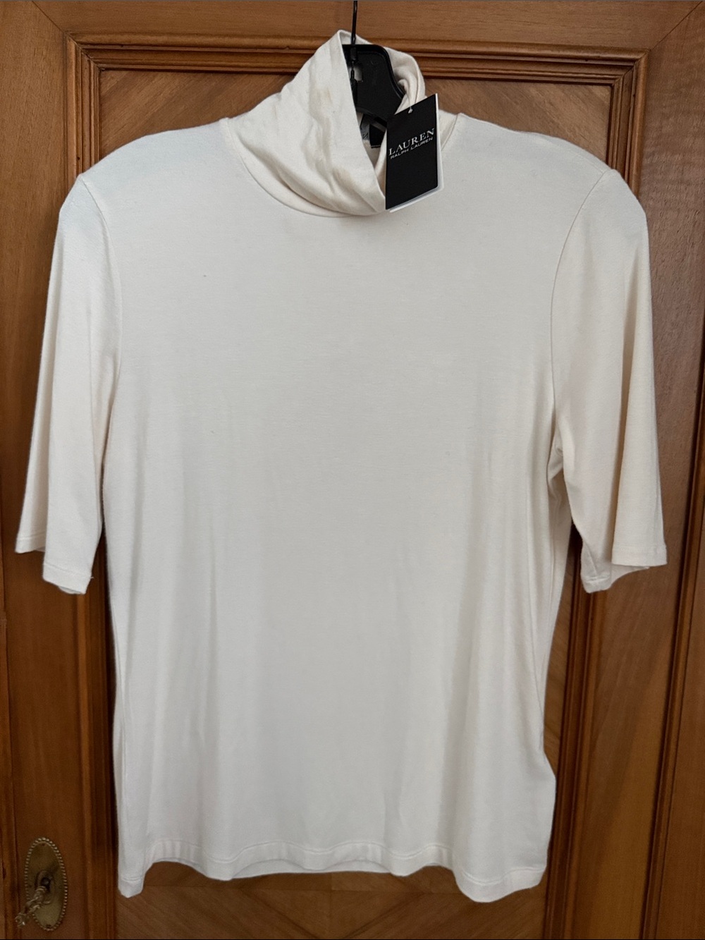 Lauren Ralph Lauren Women’s Elbow Length Sleeve Turtleneck Shirt in Cream